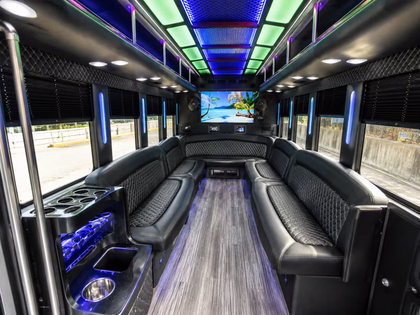 atlanta 18 passenger party bus inside