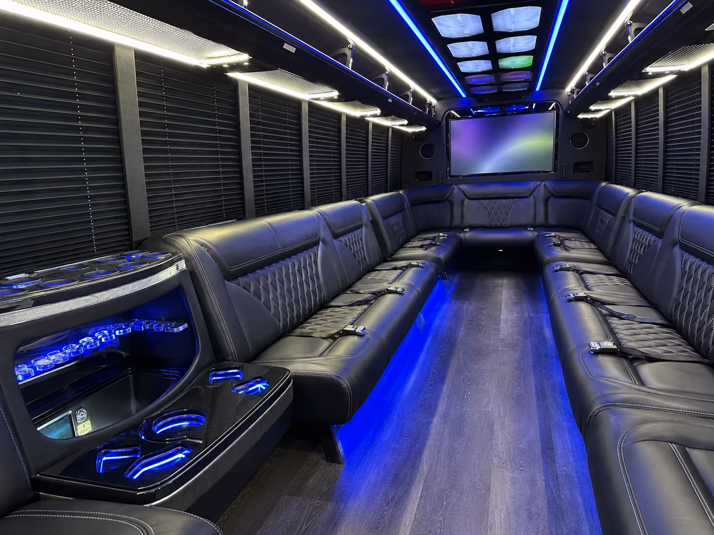 atlanta 20 passenger party bus inside