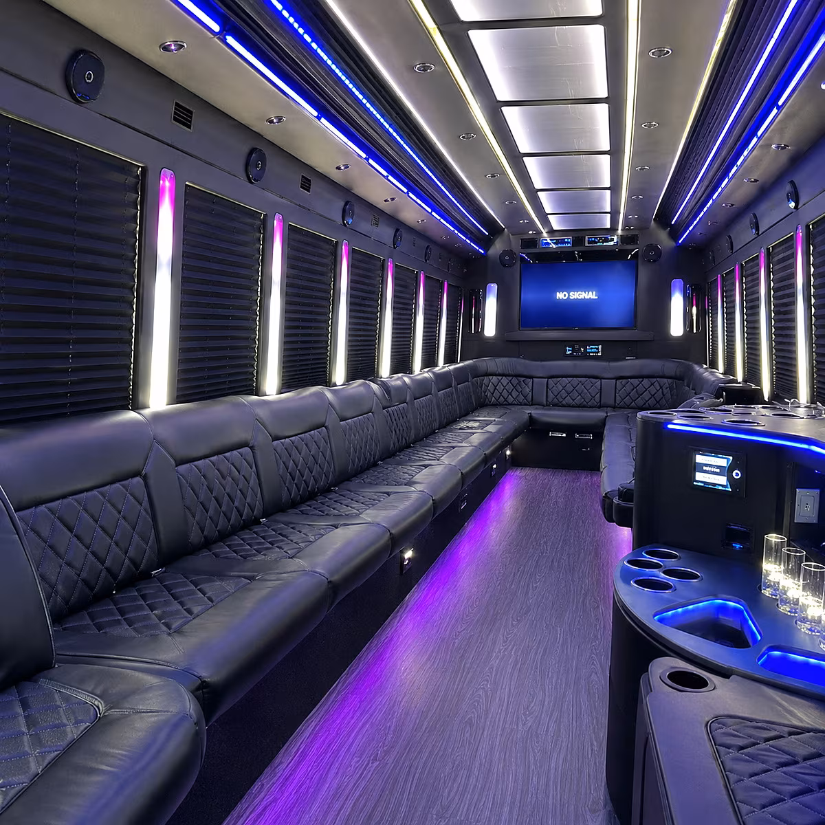 atlanta 30 passenger party bus inside