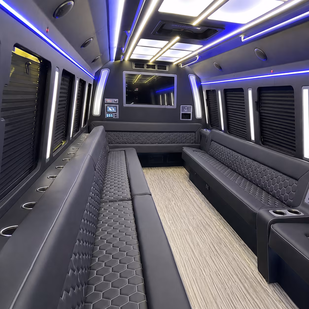 atlanta 40 passenger party bus inside