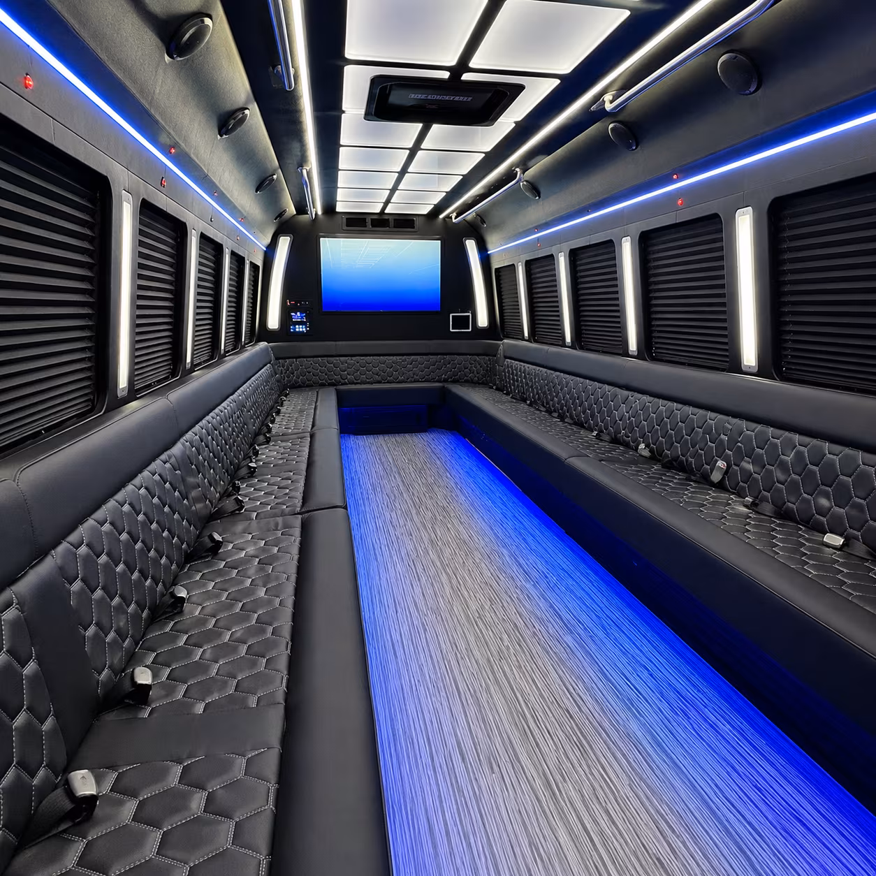 atlanta 50 passenger party bus inside